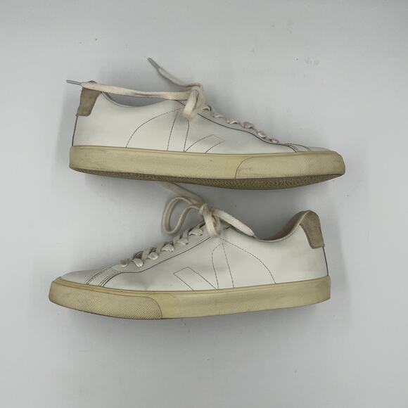 VEJA Esplar Leather Logo Sneakers White sz 10 - Picture 3 of 9